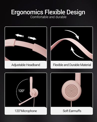 USB Headset with Microphone for PC - Wired Computer Headphones with Noise Cancelling Microphone in Saudi Arabia