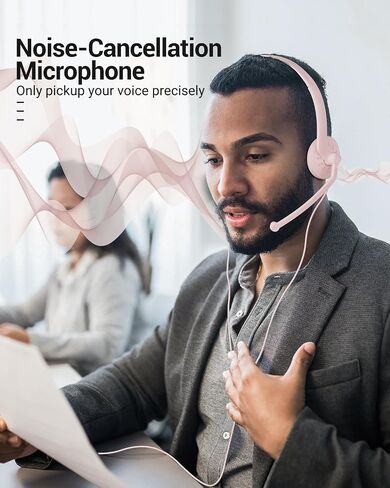 USB Headset with Microphone for PC - Wired Computer Headphones with Noise Cancelling Microphone in Saudi Arabia