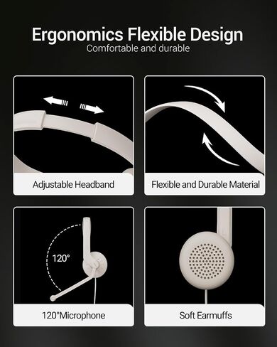 USB Headset with Microphone for PC - Wired Computer Headphones with Noise Cancelling Microphone in Saudi Arabia