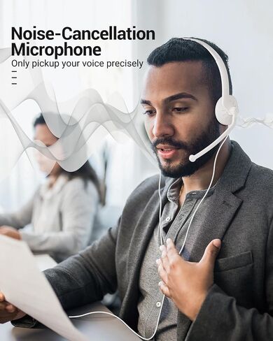 USB Headset with Microphone for PC - Wired Computer Headphones with Noise Cancelling Microphone in Saudi Arabia