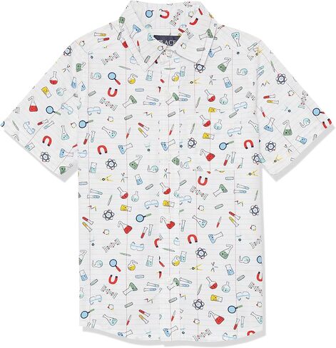 The Children's Place Baby Boys' and Toddler Poplin Short Sleeve Button Down Shirt, Football Print, 4 Years in Saudi Arabia