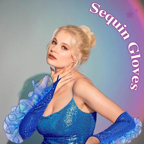 GEMILY Fashion Sequin Gloves Long Cosplay Fingerless Gloves Yarn Sparkly Rave Party Elastic Fairy Gloves for Women and Girls in Kuwait