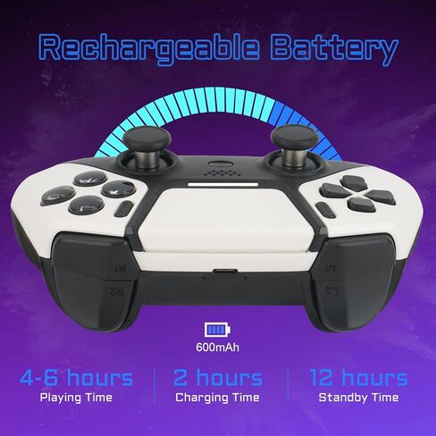 Wireless Controller for PS4 Controller, Remote for PS4 Controller with Double Shock, Gamepad Joysticks for PlayStation 4 Controller with Turbo and Touch-Pad, Compatible with PS4/ Pro/ Slim- White in Saudi Arabia