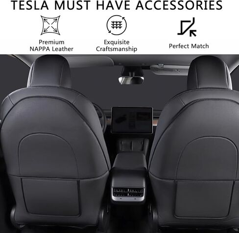 واقي المقعد الخلفي من الجلد من Tesla طراز Y Model 3 ملحقات Highland سجادات المقعد الخلفي للأطفال غطاء مقعد خلفي مقاوم للاهتراء مع جيب منظم إضافي - قطعتان in Kuwait
