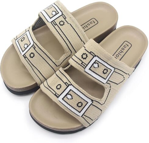 Women & Men Flat Slide Sandals with Soft Knit Prints Comfort Low Arch Footbed Sandals Open Toe Comfort Non-Slip Indoor and Outdoor Use Pool Party Home in Saudi Arabia
