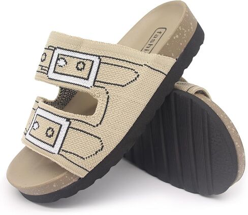 Women & Men Flat Slide Sandals with Soft Knit Prints Comfort Low Arch Footbed Sandals Open Toe Comfort Non-Slip Indoor and Outdoor Use Pool Party Home in Saudi Arabia