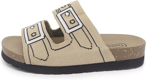 Women & Men Flat Slide Sandals with Soft Knit Prints Comfort Low Arch Footbed Sandals Open Toe Comfort Non-Slip Indoor and Outdoor Use Pool Party Home in Saudi Arabia