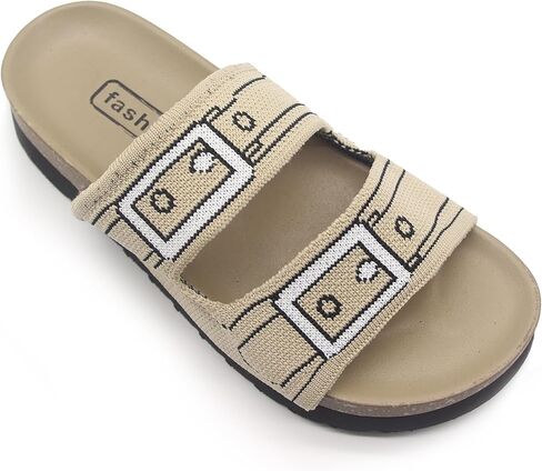 Women & Men Flat Slide Sandals with Soft Knit Prints Comfort Low Arch Footbed Sandals Open Toe Comfort Non-Slip Indoor and Outdoor Use Pool Party Home in Saudi Arabia