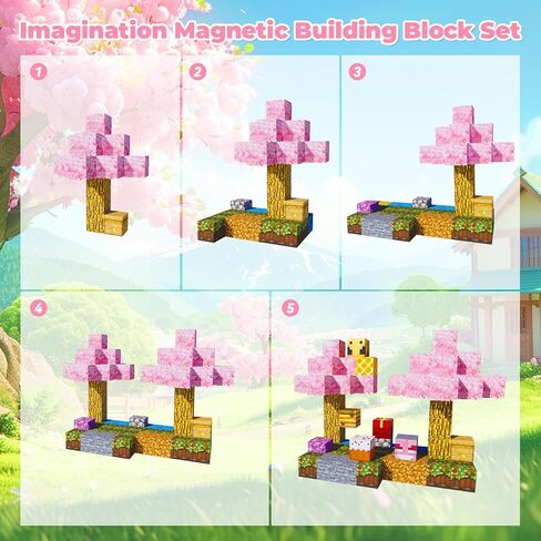 Magnetic Blocks Build Mine Magnet World Set,130Pcs Magnetic Blocks Building Toys for Kids,STEM Sensory Toys for Toddlers Kids Gifts for Age 3+ Girls Boys,Creative Construction Toy for Kids Indoor Game in Kuwait