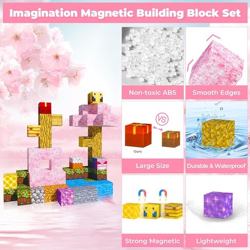 Magnetic Blocks Build Mine Magnet World Set,130Pcs Magnetic Blocks Building Toys for Kids,STEM Sensory Toys for Toddlers Kids Gifts for Age 3+ Girls Boys,Creative Construction Toy for Kids Indoor Game in Kuwait