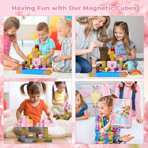 Magnetic Blocks Build Mine Magnet World Set,130Pcs Magnetic Blocks Building Toys for Kids,STEM Sensory Toys for Toddlers Kids Gifts for Age 3+ Girls Boys,Creative Construction Toy for Kids Indoor Game in Kuwait