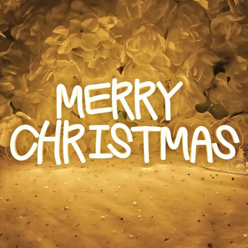 Planzo Merry Christmas LED Neon Sign USB Home Office Classroom Window Wall Decor Sign Christmas Tree Light Background New Year Bedroom Kids Room Christmas Gift 5V 15.75" X 6.3" Warm White in Saudi Arabia