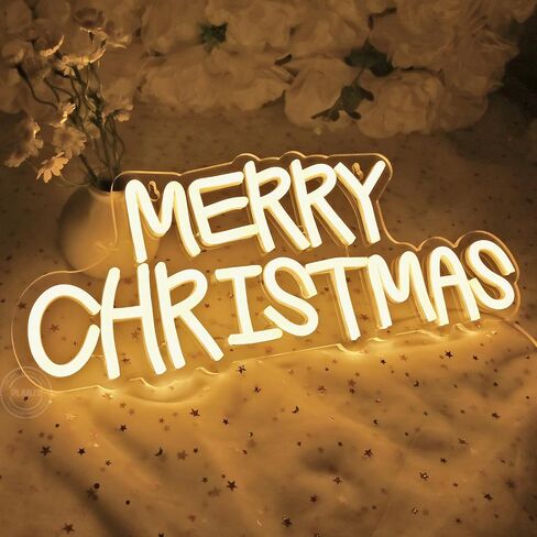 Planzo Merry Christmas LED Neon Sign USB Home Office Classroom Window Wall Decor Sign Christmas Tree Light Background New Year Bedroom Kids Room Christmas Gift 5V 15.75" X 6.3" Warm White in Saudi Arabia