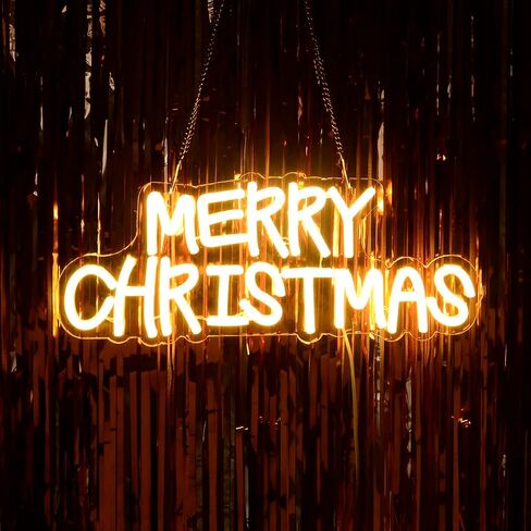 Planzo Merry Christmas LED Neon Sign USB Home Office Classroom Window Wall Decor Sign Christmas Tree Light Background New Year Bedroom Kids Room Christmas Gift 5V 15.75" X 6.3" Warm White in Saudi Arabia