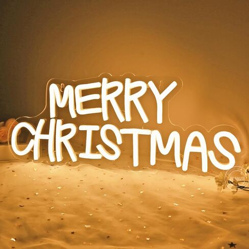 Planzo Merry Christmas LED Neon Sign USB Home Office Classroom Window Wall Decor Sign Christmas Tree Light Background New Year Bedroom Kids Room Christmas Gift 5V 15.75" X 6.3" Warm White in Saudi Arabia