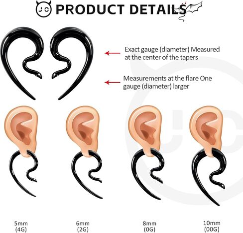 JOYTOYOU Ear Glass Spiral Tapers Plugs Tunnels Expander Hanger Gauges Earrings Stretching Body Piercings Jewelry Gauges 4G-1/2'' 5MM-12MM in Kuwait