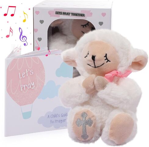 Baptism Gifts for Baby Girls, 7'' Praying Musical Plush Bunny and Pray Book, Ideal Christening, Dedication & Easter Gifts Set for Girls, Babies & Toddlers (Praying Bunny-Pink) in Saudi Arabia