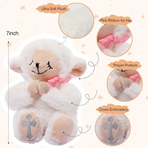 Baptism Gifts for Baby Girls, 7'' Praying Musical Plush Bunny and Pray Book, Ideal Christening, Dedication & Easter Gifts Set for Girls, Babies & Toddlers (Praying Bunny-Pink) in Saudi Arabia