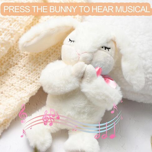 Baptism Gifts for Baby Girls, 7'' Praying Musical Plush Bunny and Pray Book, Ideal Christening, Dedication & Easter Gifts Set for Girls, Babies & Toddlers (Praying Bunny-Pink) in Saudi Arabia