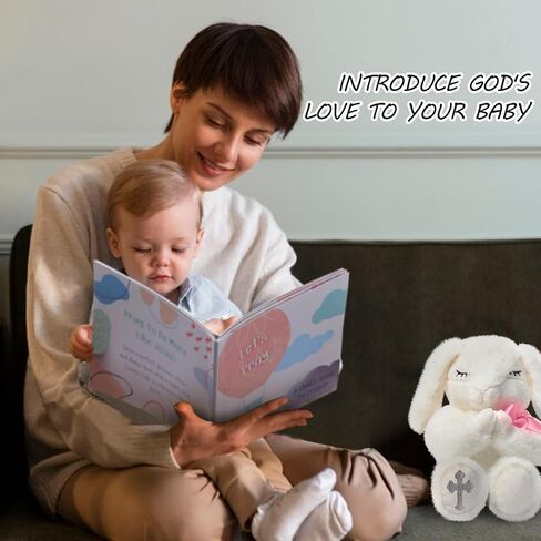 Baptism Gifts for Baby Girls, 7'' Praying Musical Plush Bunny and Pray Book, Ideal Christening, Dedication & Easter Gifts Set for Girls, Babies & Toddlers (Praying Bunny-Pink) in Saudi Arabia