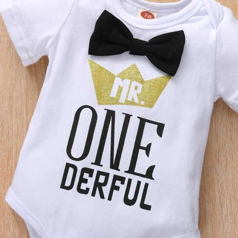Baby Boy 1st Birthday Crown Bow Tie Gentleman Adjustable Lift Pants Pants Crown Set in Saudi Arabia