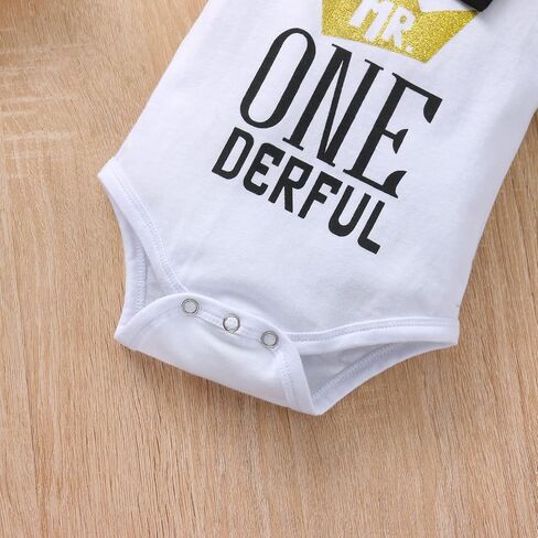 Baby Boy 1st Birthday Crown Bow Tie Gentleman Adjustable Lift Pants Pants Crown Set in Saudi Arabia