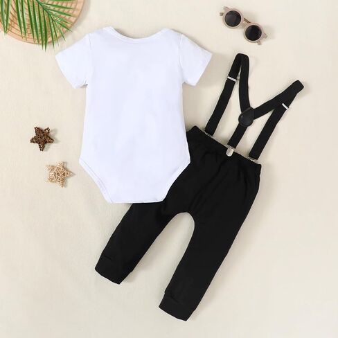 Baby Boy 1st Birthday Crown Bow Tie Gentleman Adjustable Lift Pants Pants Crown Set in Saudi Arabia