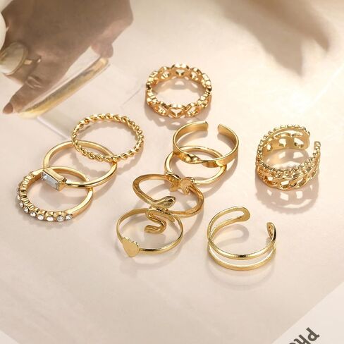 ÌF ME 24 Pcs Gold Vintage Knuckle Rings Set for Women, Boho Dainty Stackable Midi Finger Rings, Snake Butterfly Signet Fashion Ring Pack Jewelry Gifts. (21pcs-14K gold) in Saudi Arabia