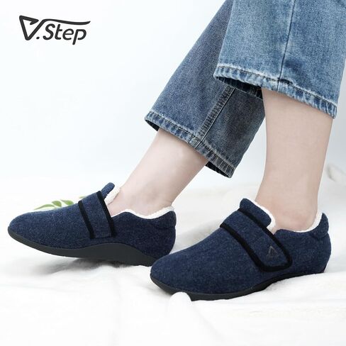 شبشب لتقويم العظام من V.Step مع دعم قوس للنساء والرجال، حذاء منزلي واسع سهل الارتداء لتخفيف آلام التهاب اللفافة الأخمصية، شبشب بحزام قابل للتعديل مع بطانة داخلية من القطن المخملي الناعم بدون كعب in Kuwait