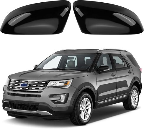 غطاء مرآة بديل مباشر أسود لامع لسيارة Ford Explorer 2016 2017 2018 2019، استبدال النمط مباشرة، وليس نمط الملصق in Kuwait