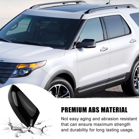 غطاء مرآة بديل مباشر أسود لامع لسيارة Ford Explorer 2016 2017 2018 2019، استبدال النمط مباشرة، وليس نمط الملصق in Kuwait