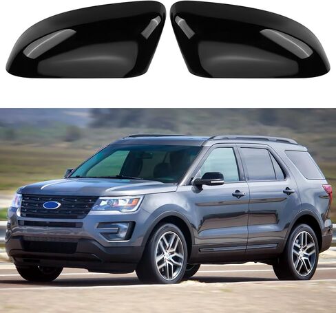 غطاء مرآة بديل مباشر أسود لامع لسيارة Ford Explorer 2016 2017 2018 2019، استبدال النمط مباشرة، وليس نمط الملصق in Kuwait