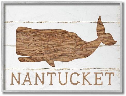 Stupell Industries Nantucket Whale Grey Framed Wall Art, 11 x 14, Design by Artist Jennifer Pugh in Saudi Arabia