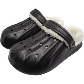 Unisex-Adult Fuzzy Clogs for Outdoor : Fur Lined Garden Shoes for Women and Men Winter Non-Slip Warm Indoor Slip On House Slippers