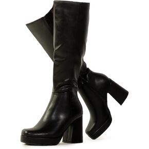 RF ROOM OF FASHION Women's Go Go Knee High Platform Boots (Regular Calf)