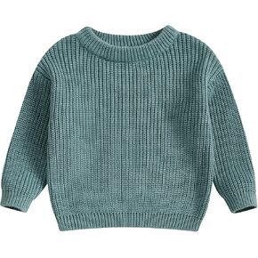 Newborn Toddler Baby Girl Boy Knit Sweater Round Neck Sweatshirt Long Sleeve Tops Pullover Fall Winter Clothes