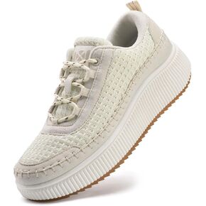 MAIZUN Women's Platform Sneakers Lace Up Woven Comfortable Sneaker Chunky Casual Fashion Walking Shoes