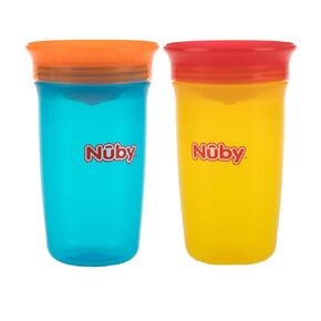 Nuby 360 Wonder Active Sipeez No Spill Sippy Cups – 10oz, 2 Pack for Toddlers & 1-Year-Olds, Neutral