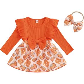 Baby Girl Thanksgiving Halloween Outfit My First Thanksgiving Romper Dress Newborn Bodysuit Cute Fall Winter Clothes