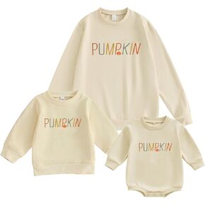 ZyHwShine Halloween Mommy and Me Family Matching Outfit Long Sleeve Pumpkin Sweatshirt Romper Pullover Fall Halloween Clothes