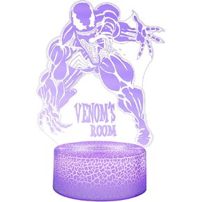 Superhero Toy Kids Night Light，Venom Night Light Toy for 4 5 6 7 8 Year olds，Kids 3D Lights 16 Colors Dimmable Charging with Remote Control and Touch Looks Great.
