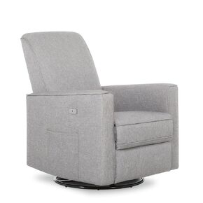 Evolur Harlow Deluxe Upholstered Plush Seating Glider Swivel, Power Recliner with USB Port, Greenguard Gold Certified, Glider Chair for Nursery in Sage
