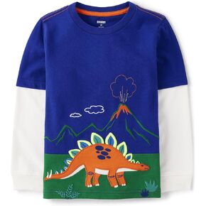 Gymboree,and Toddler Embroidered Graphic Long Sleeve Layered T-Shirts,Heartbreaker,6