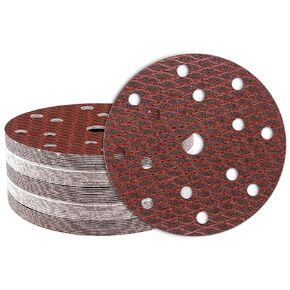 50PCS Sanding Disc Diamond Shape, 6-Inch15-Hole,40 Grit Sandpaper Assortment, and Loop Sanding Discs for Random Orbital Sander& Heavy-Duty Hook & Loop Film Discs