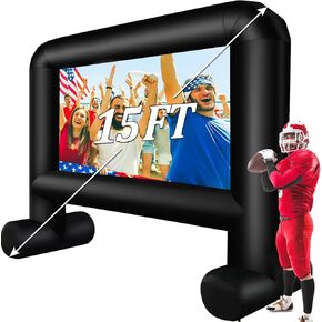 Inflatable Projector Screen Outdoor, Blow up Movie Screen Support Front & Rear Projection for Backyard Outdoor Movie Night Barbecue Pool Party with Blower and Carry Bag (17FT)