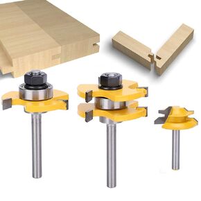 3Pcs Stile Router Bit Set 45° Router Bit 3 Teeth T Shaped 1 4 Shank Woodworking Cutter Tool, Carbide End Mill for Woodworking Projects, Clean Wood Cutting, Generic4c8v0fgdk3
