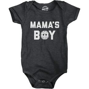 Mama's Boy Baby Bodysuit Funny Halloween Horror Movie Hockey Mask Graphic Jumper