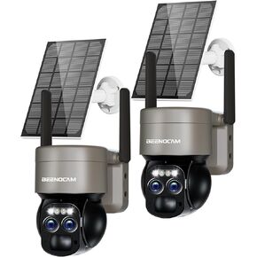4K Solar Security Cameras Wireless Outdoor with Dual-Lens,360°PTZ Battery Powered Cameras for Home Security Outdoor,8MP Color Night Vision,PIR Human Detection,Auto Tracking,Spotlight/Siren,Alexa,IP66