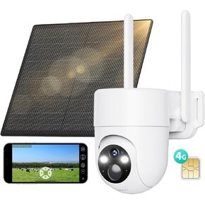LIWAN 4G LTE Cellular Solar Security Camera Wireless, No WiFi Security Camera Outdoor, Unlimited Data Plan, 2K Color Night Vision, 360° Live View, 2-Way Talk, Human Detection, Built-in SIM Card