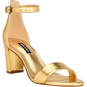 Nine West Women's Pruce Heeled Sandal, Gold 713, 6